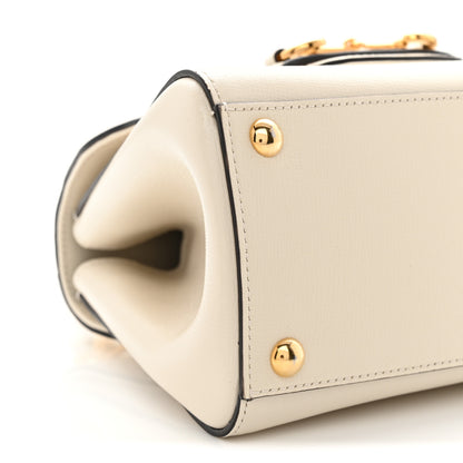 Gucci Glazed Textured Calfskin Mini Horsebit 1955 Top Handle Flap Bag Mystic White 9 of 11