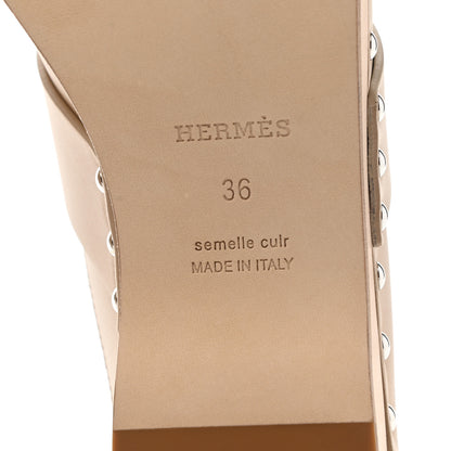 Hermes Calfskin Calya Mules 36 Hetre 6 of 8