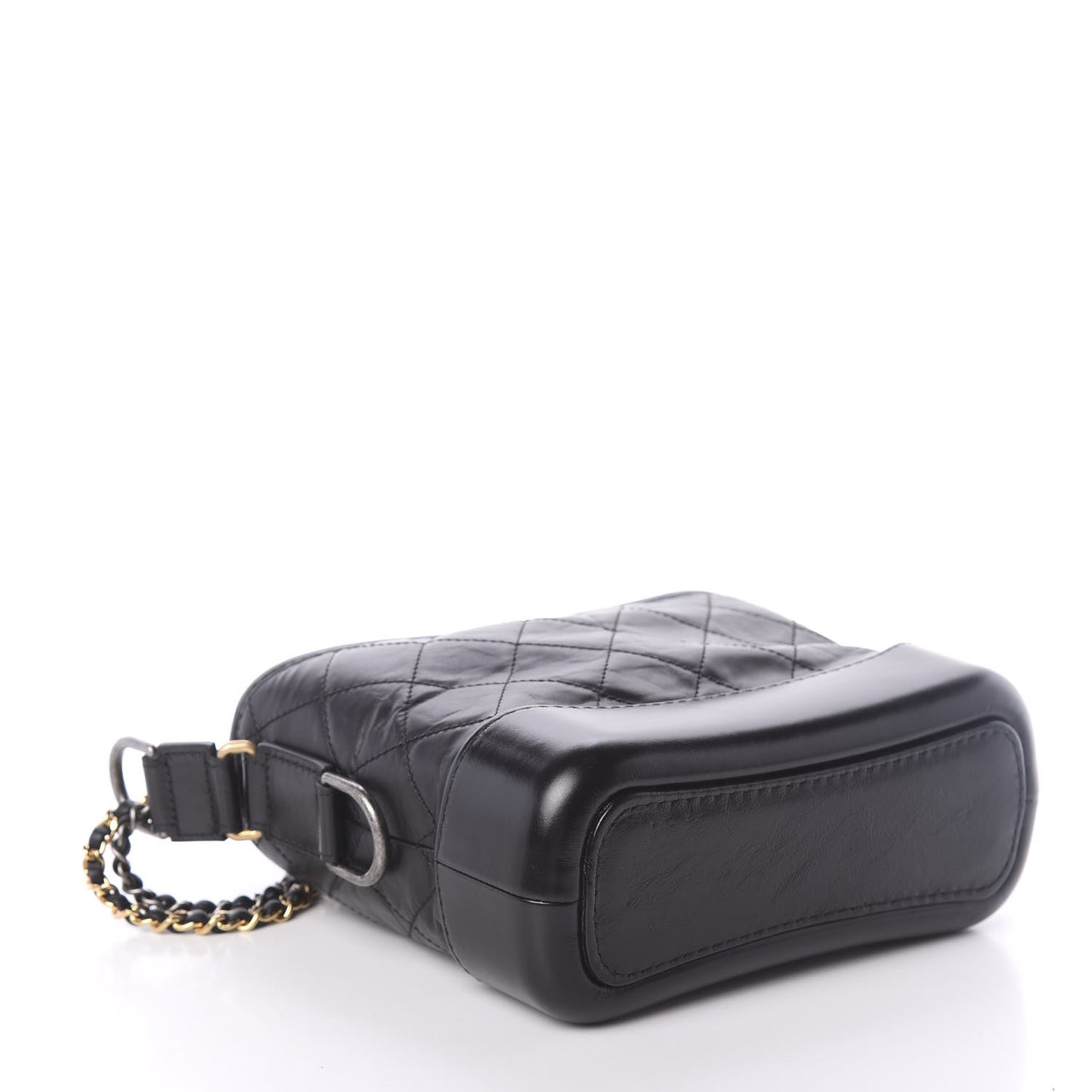 Aged Calfskin Quilted Small Gabrielle Hobo Black