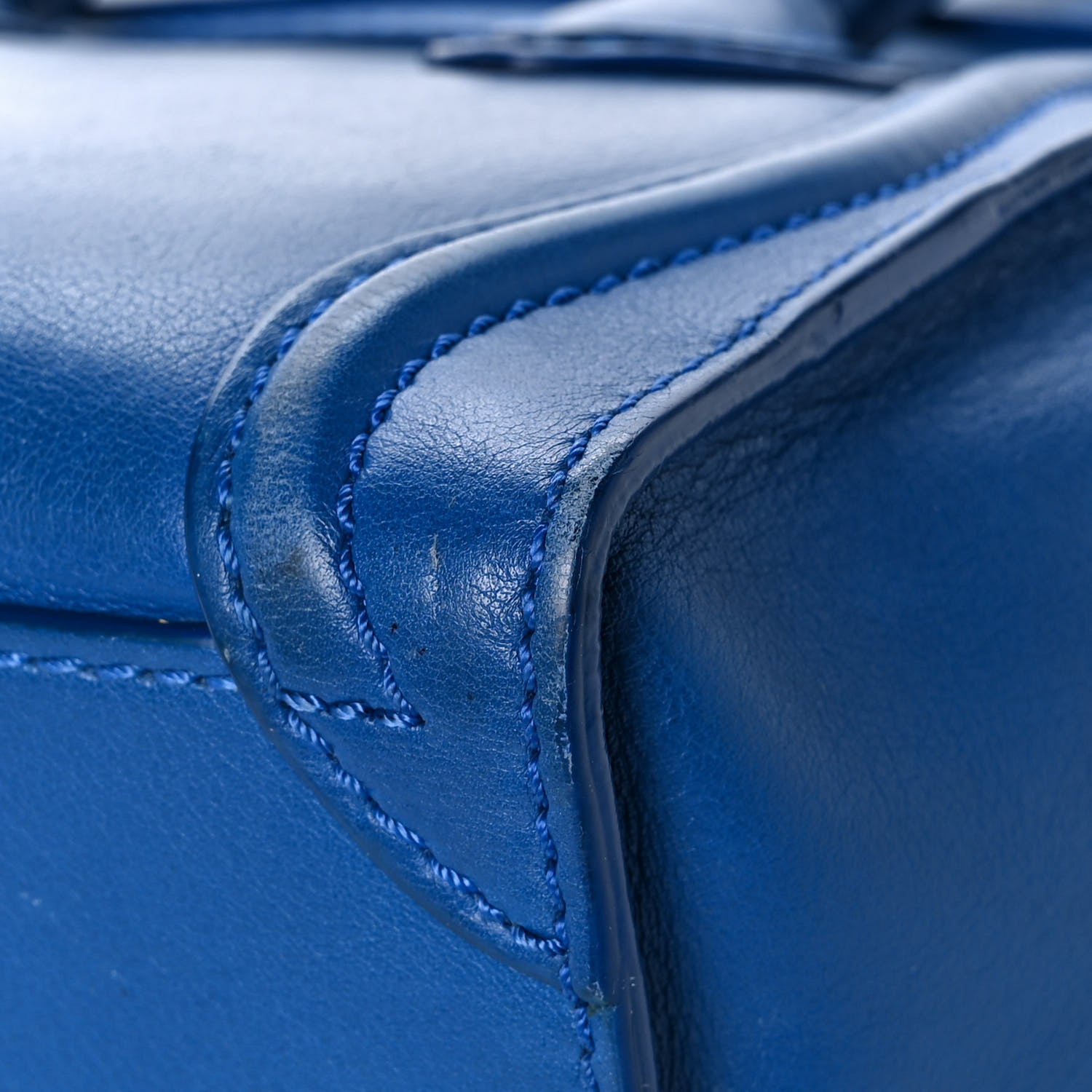 Celine Drummed Calfskin Nano Luggage Indigo 13 of 20