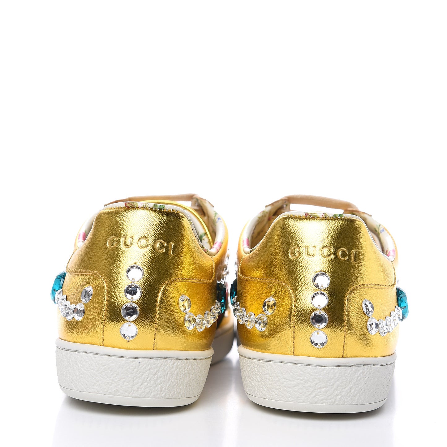 Metallic Nappa Crystal Web Womens Ace Sneakers 39 Oro Vecchio
