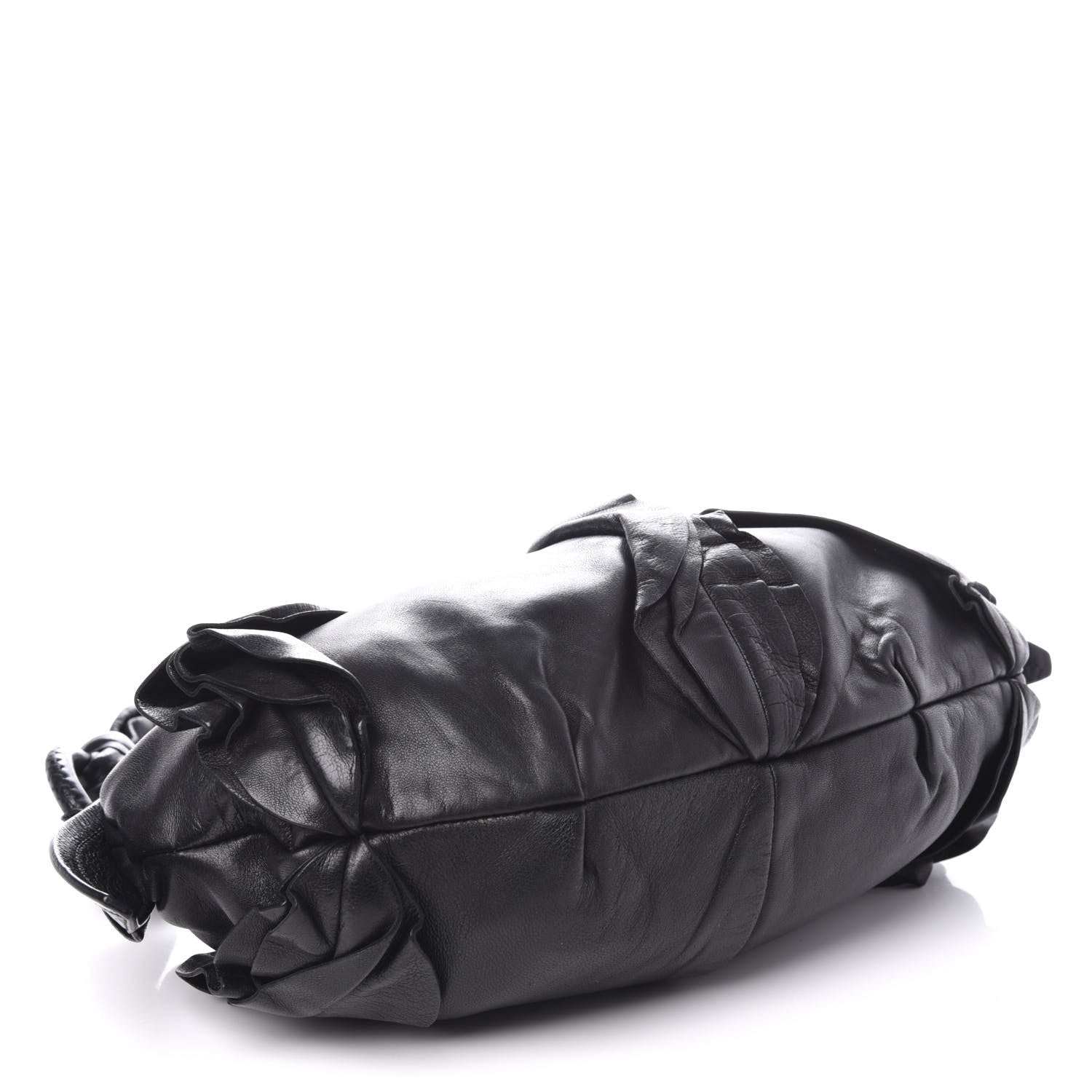 Prada Nappa Mordore Ruffle Shoulder Bag Black 4 of 9