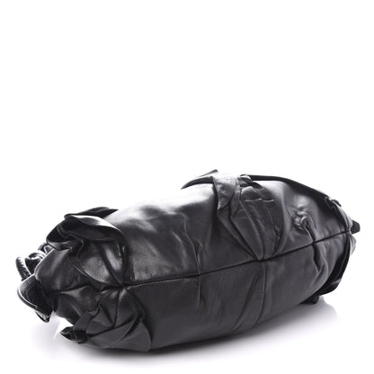 Prada Nappa Mordore Ruffle Shoulder Bag Black 4 of 9