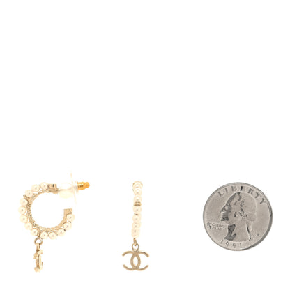 Chanel Pearl CC Hoop Drop Earring Gold 2 of 4