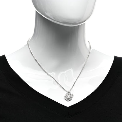 Chanel 18K White Gold Diamond Camelia Pendant Necklace 2 of 4