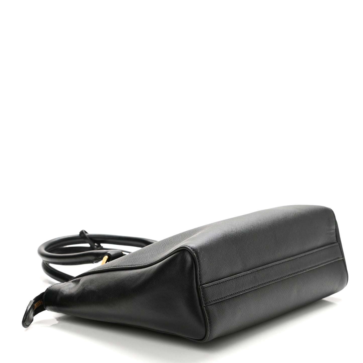 Saffiano Soft Calfskin Small Zippered Tote Black