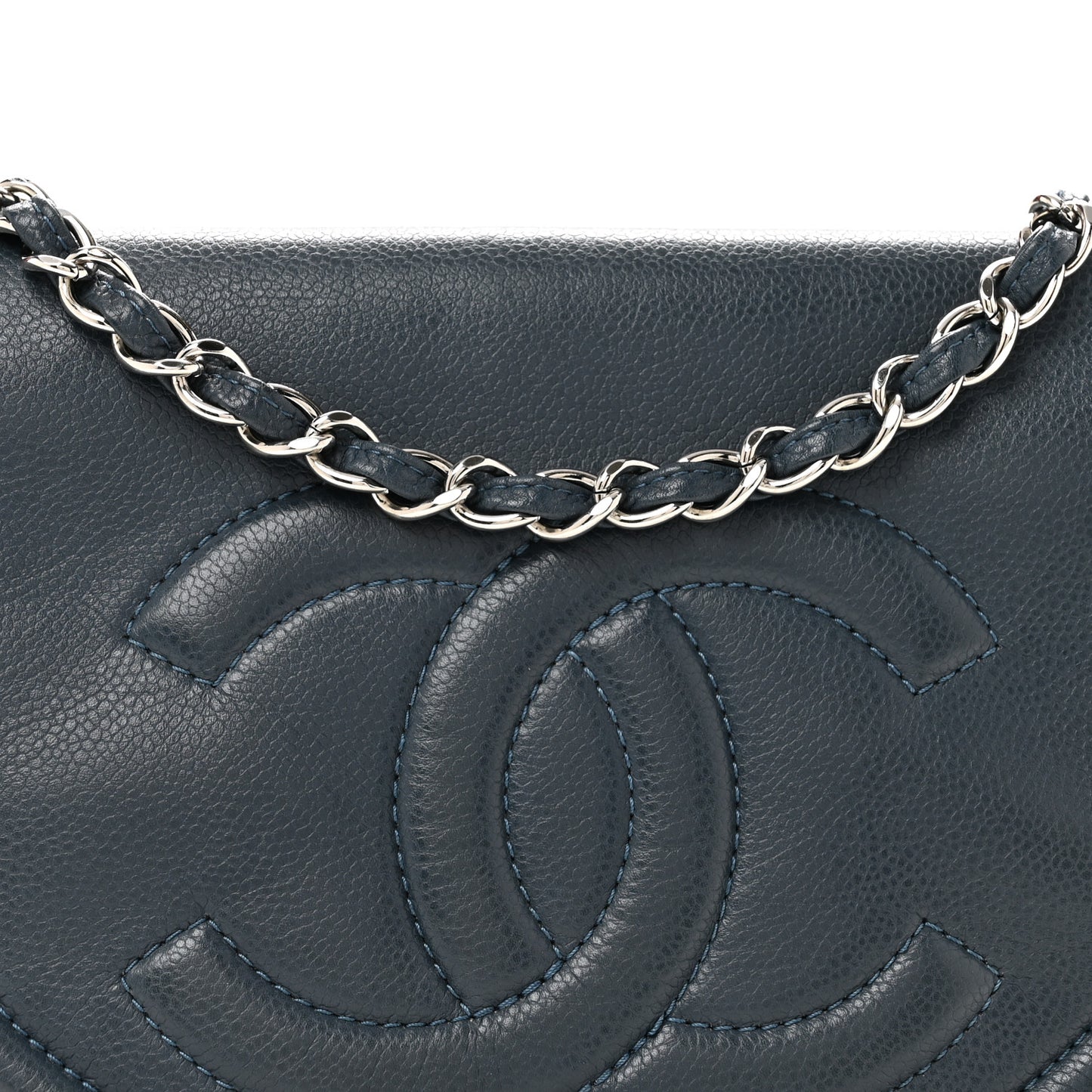 Caviar Large Half Moon Flap Navy