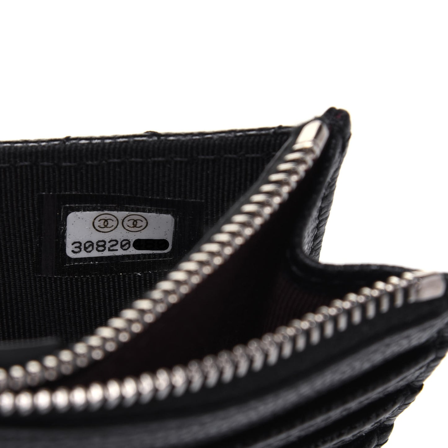 Caviar Quilted CC Zip Card Holder Black