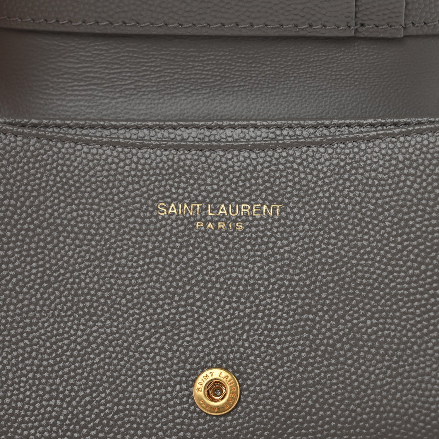 Saint Laurent Grain De Poudre Matelasse Chevron Monogram Flap Card Case Fog 6 of 9