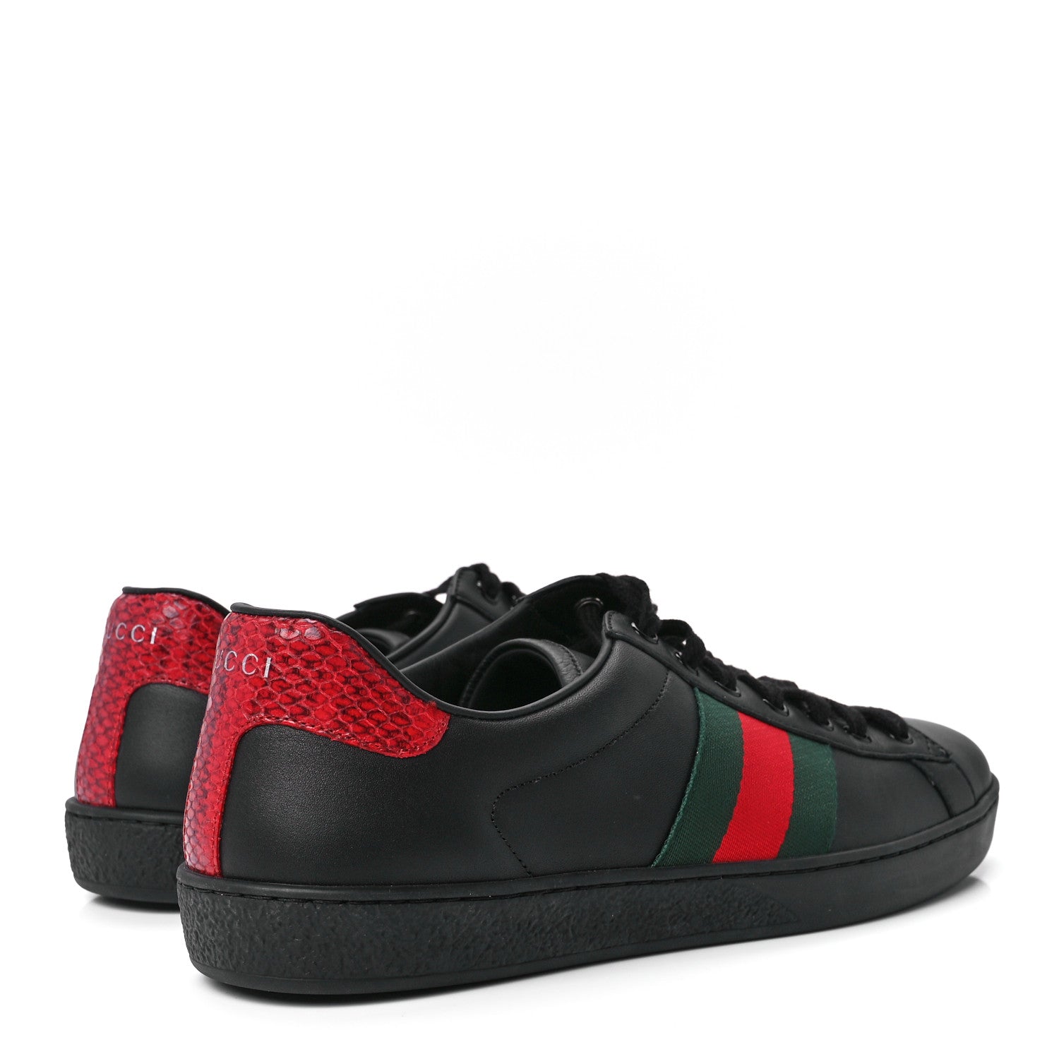 Gucci Miro Soft Calfskin Ayers Web Mens Ace Sneakers 8.5 Black Rosso 4 of 9