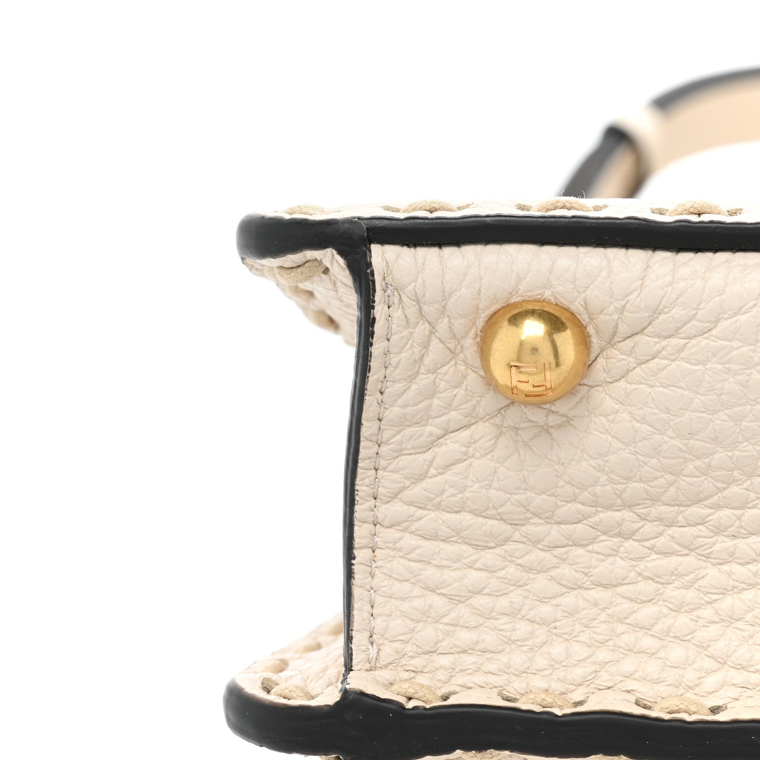 Fendi Vitello Granato Camoscio Selleria Macro Stitchings Medium Peekaboo I SEE U Satchel White 12 of 13