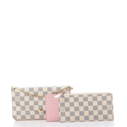 Louis Vuitton Damier Azur Pochette Felicie Chain Wallet Rose Ballerine 3 of 12