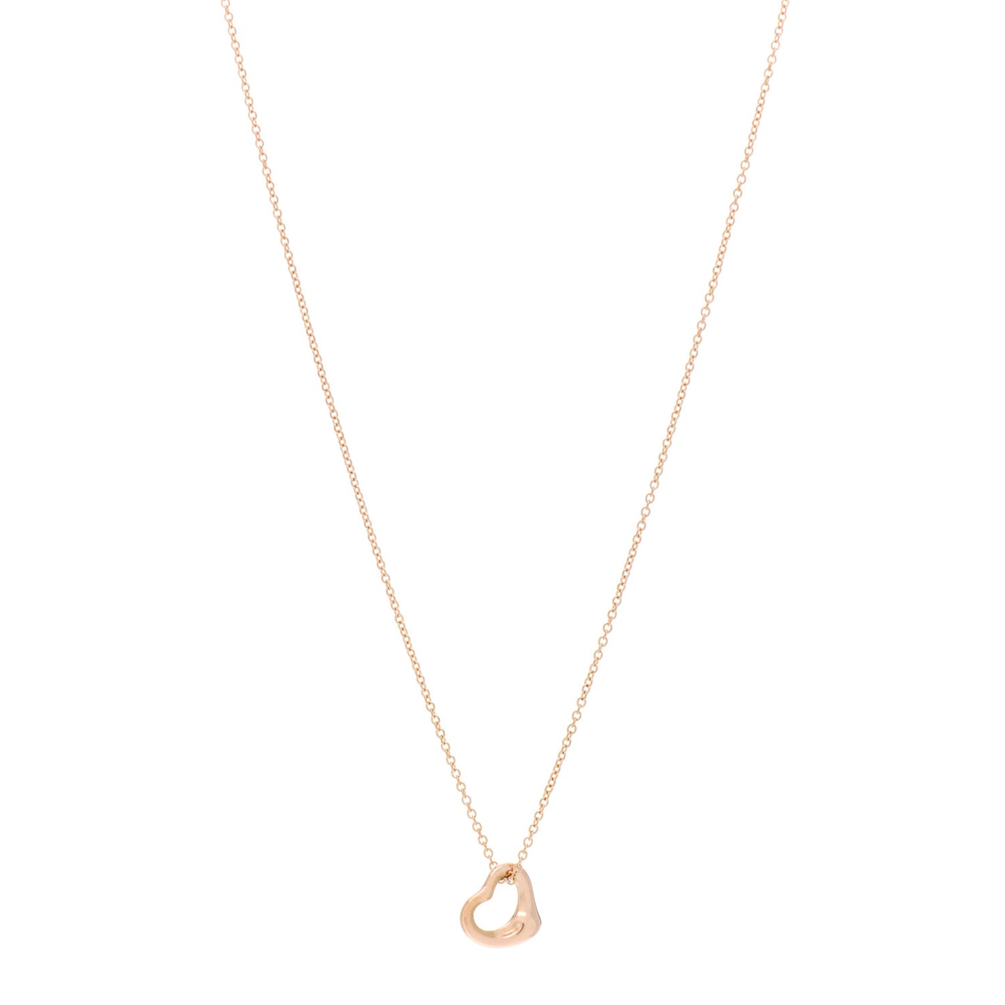 18K Rose Gold 11mm Elsa Peretti Open Heart Pendant Necklace