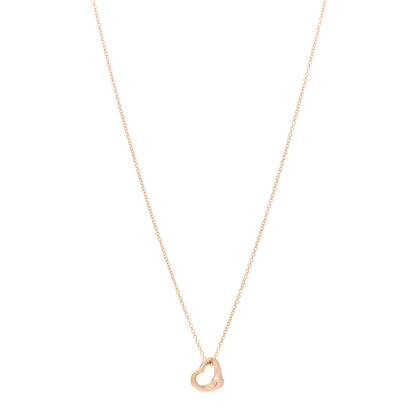 Tiffany 18K Rose Gold 11mm Elsa Peretti Open Heart Pendant Necklace 1 of 3