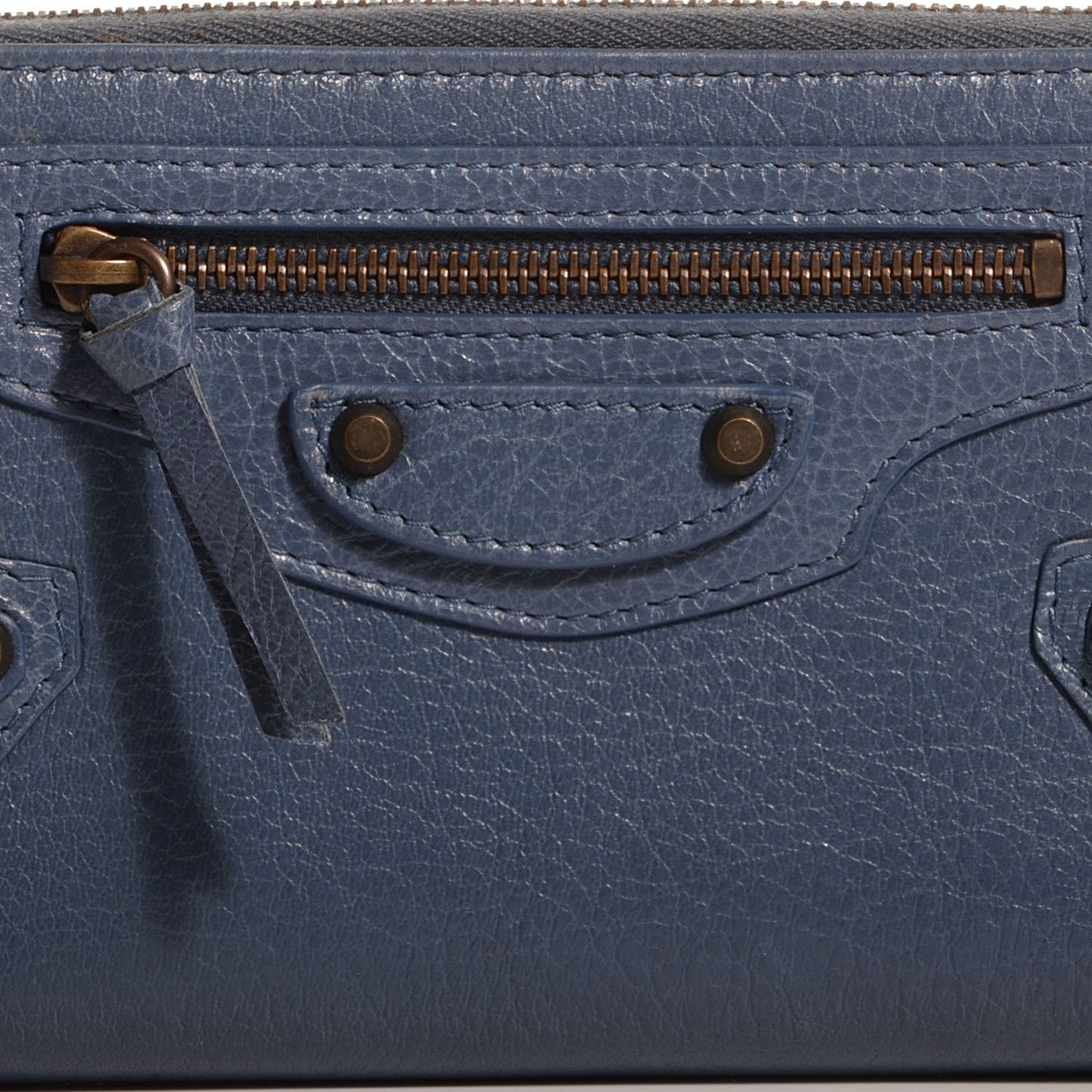 Agneau Classic Hardware Continental Zip Around Wallet Bleu Persan