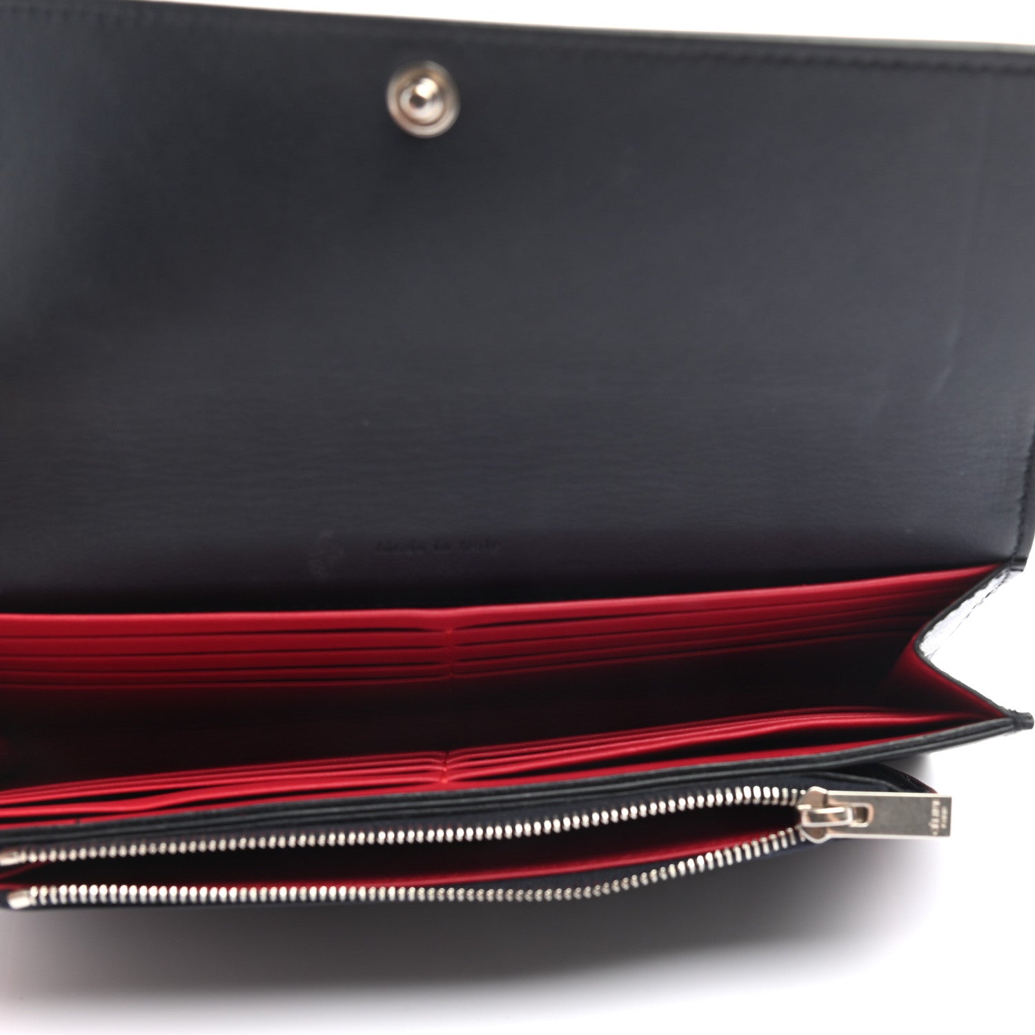 Celine Smooth Calfskin Piping Large Flap Multifunction Wallet Navy Blue 5 of 10