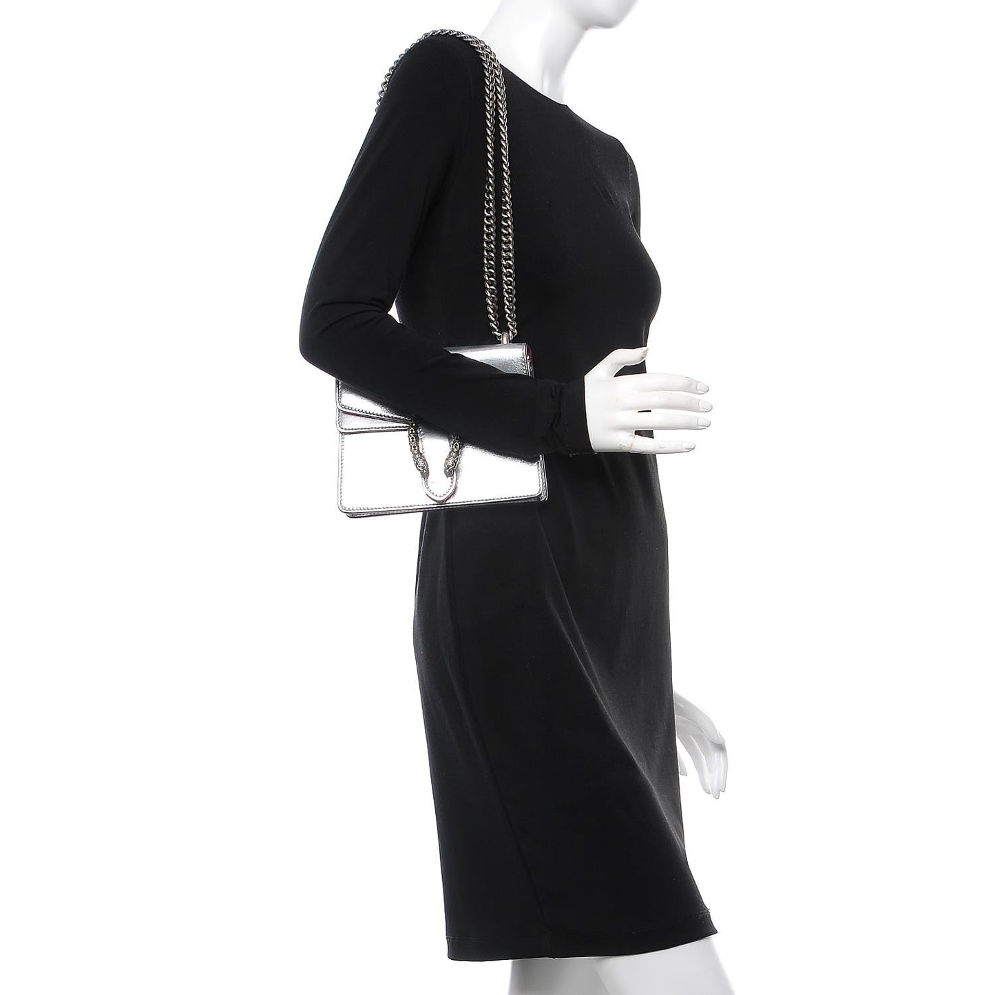 Metallic Calfskin Super Mini Dionysus Shoulder Bag Silver