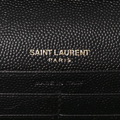 Saint Laurent Grain De Poudre Matelasse Chevron Monogram Chain Wallet Black 6 of 8