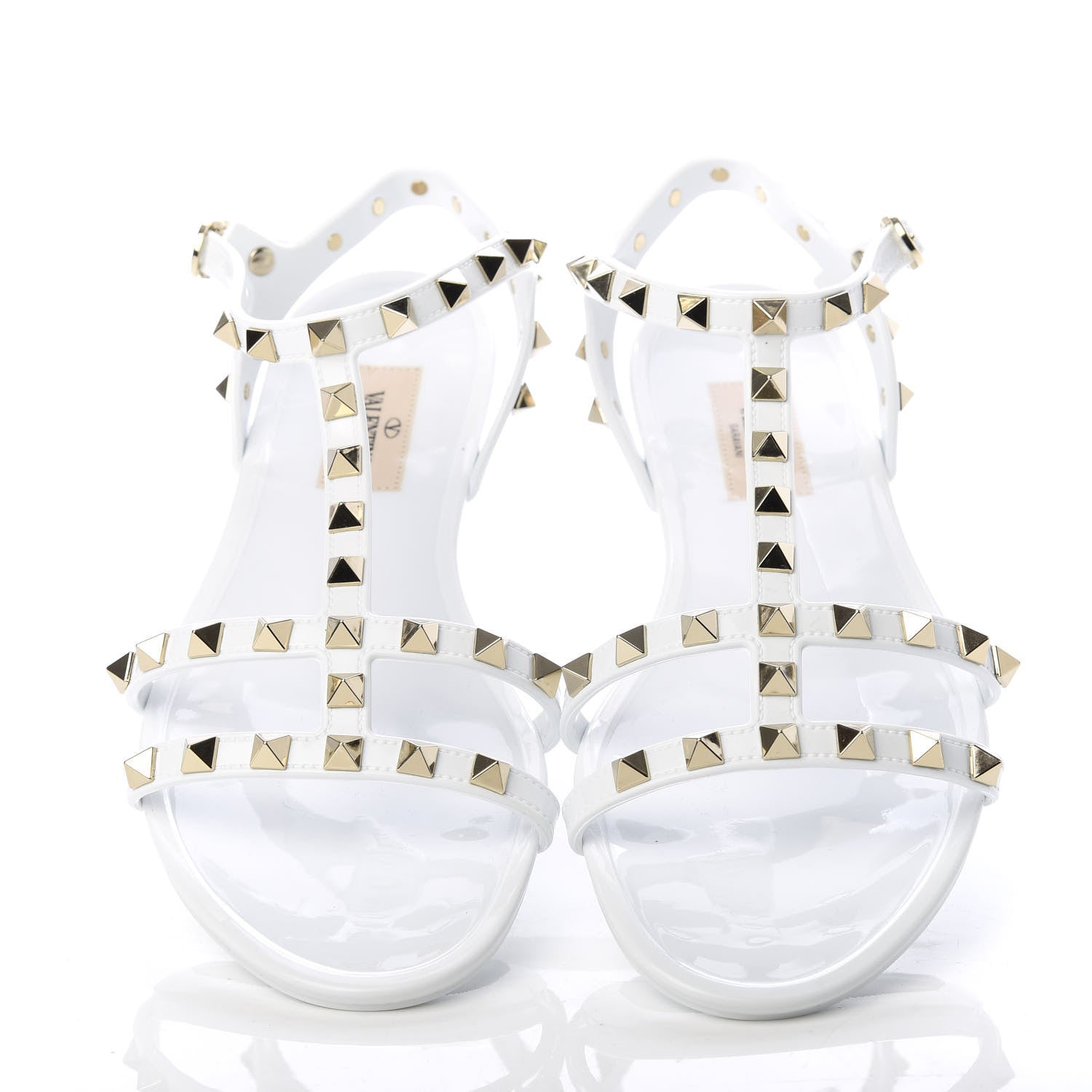 Valentino Garavani PVC Jelly Rockstud Caged Sandals 39 Optic White 5 of 11