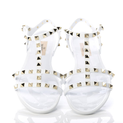 Valentino Garavani PVC Jelly Rockstud Caged Sandals 39 Optic White 5 of 11
