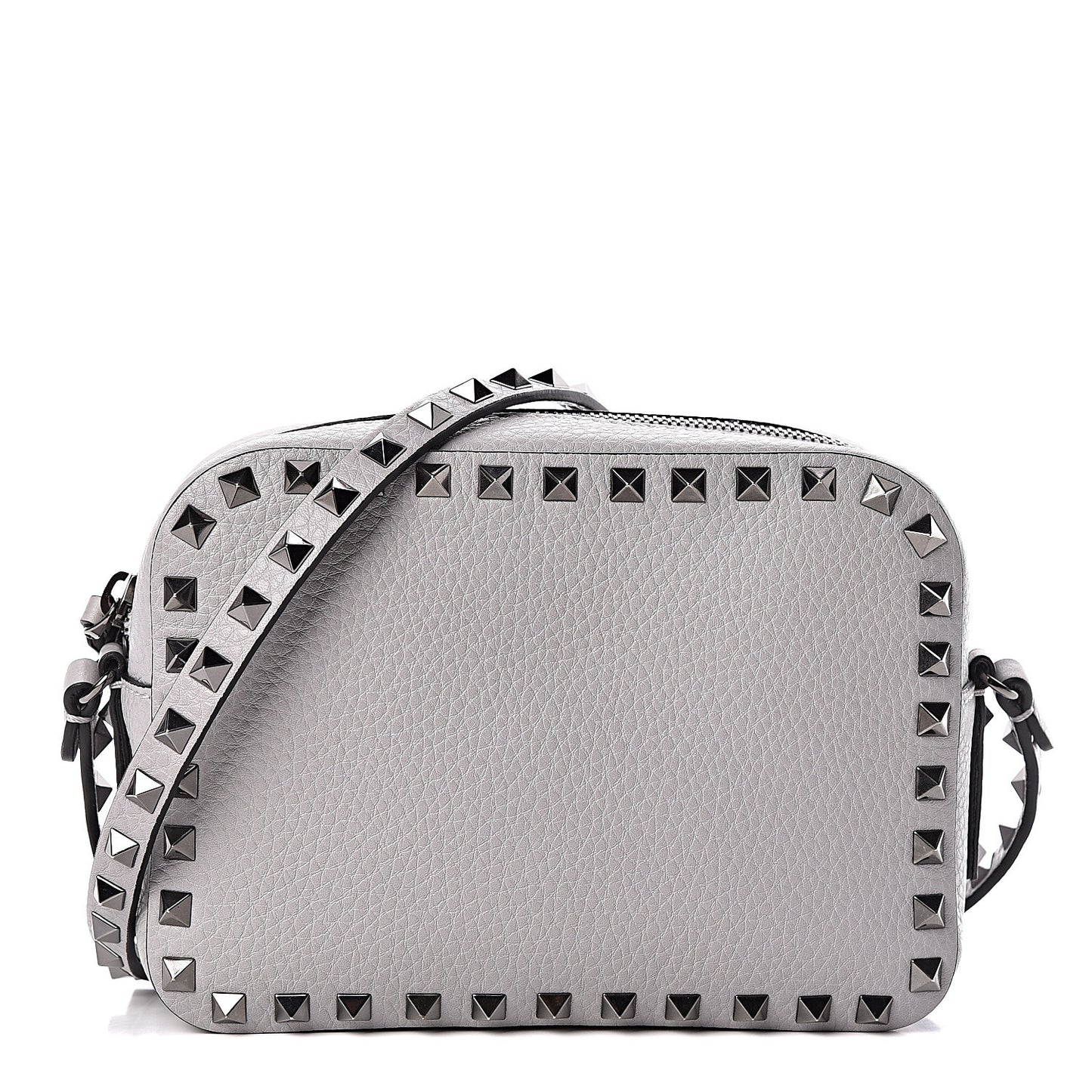 Calfskin Rockstud Camera Crossbody Bag Stone