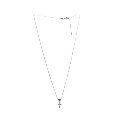 Gucci 18K White Gold Diamond Heart Cross Pendant Necklace 2 of 5