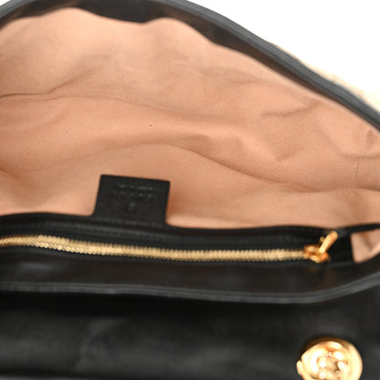 Gucci Monogram Matelasse Diagonal Small GG Marmont Shoulder Bag Beige Black 5 of 11