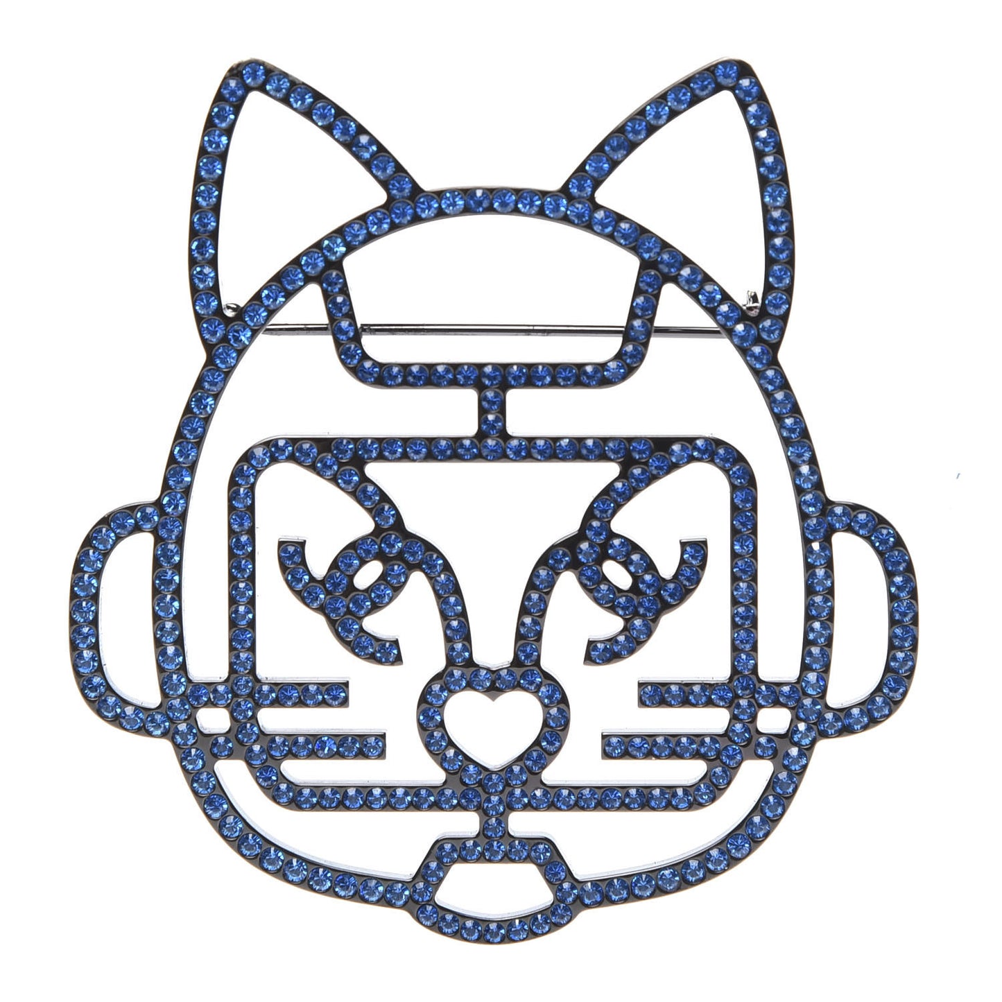 Strass Crystal Emoji Robot Cat Brooch Blue