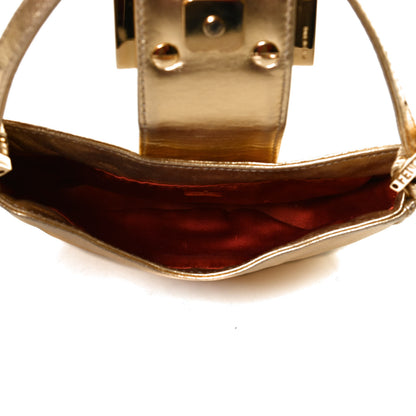 Fendi Metallic Calfskin Crystal Mini Half Moon Baguette Gold 5 of 12