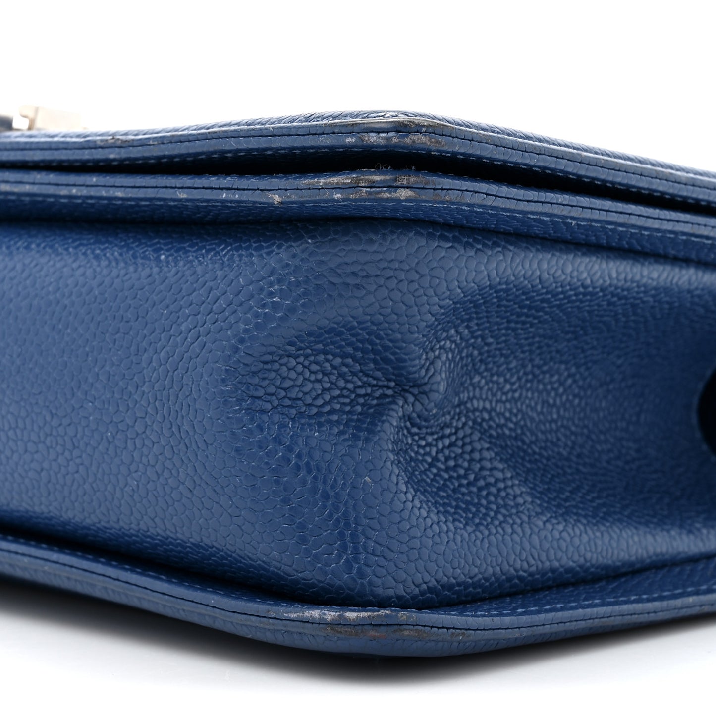 Caviar Chevron Quilted Medium Boy Flap Navy