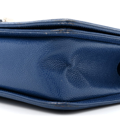 Chanel Caviar Chevron Quilted Medium Boy Flap Navy 9 of 14