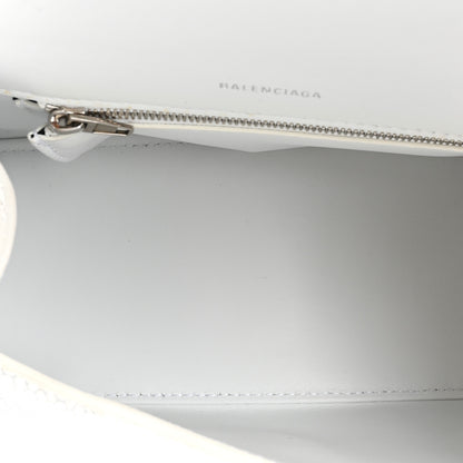 Balenciaga Matte Calfskin Snake Embossed Tonal B Small Hourglass Top Handle Bag Optic White 5 of 16