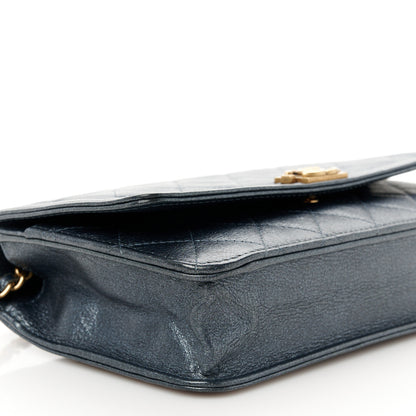 Chanel Metallic Calfskin Quilted Boy Wallet On Chain WOC Navy Blue 10 of 11