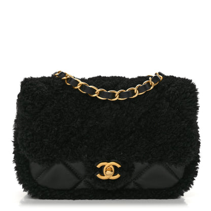 Chanel Shearling Lambskin Quilted Mini Furry Coco Flap Black 1 of 10