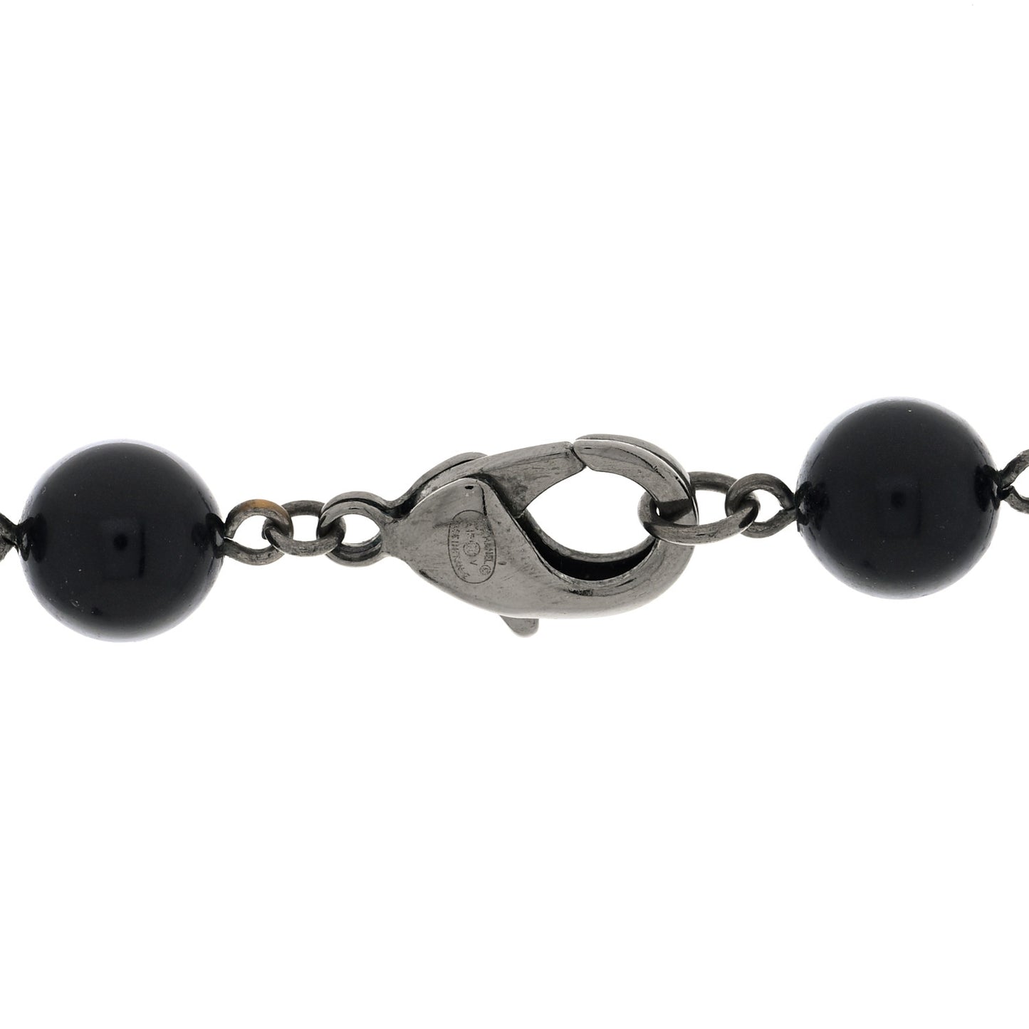 Ruthenium Beaded CC Long Necklace Black