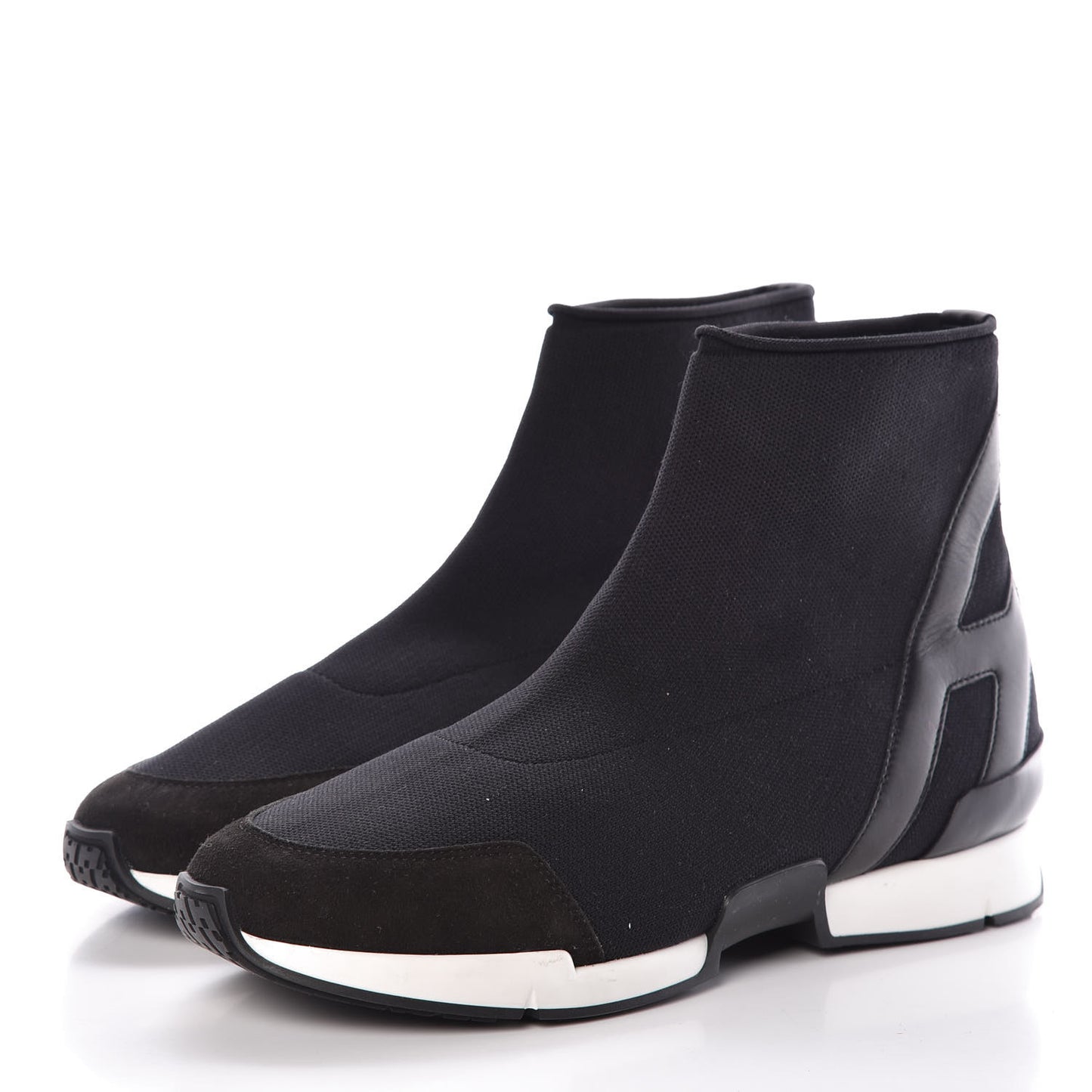 Mesh Calfskin Suede Soft Sneakers 39 Black