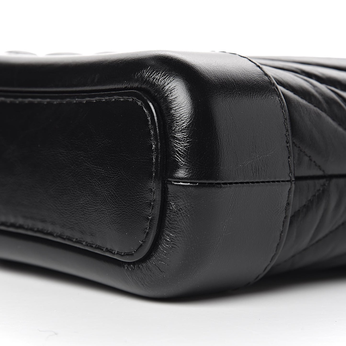 Aged Calfskin Chevron Quilted Small Gabrielle Hobo So Black