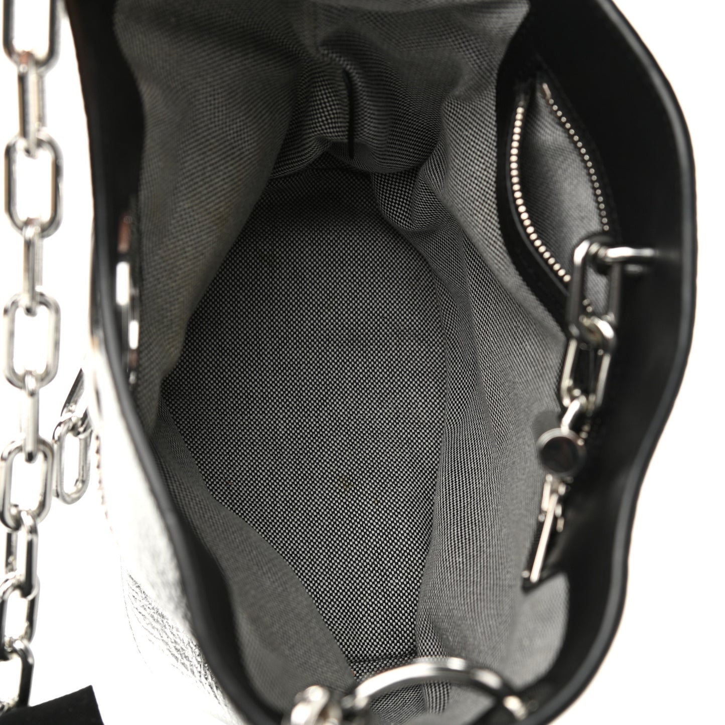 Metallic Pebbled Calfskin Riot Bucket Bag Silver