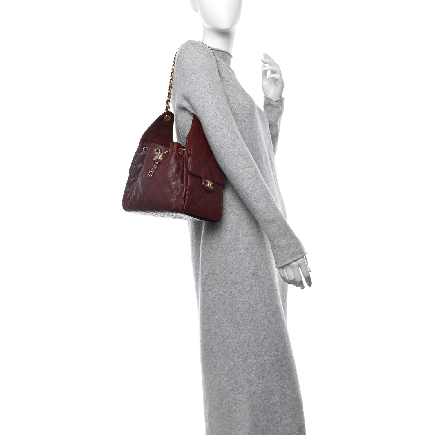 Chanel Caviar Quilted Small Chanel 25 Handbag Burgundy 3 of 10