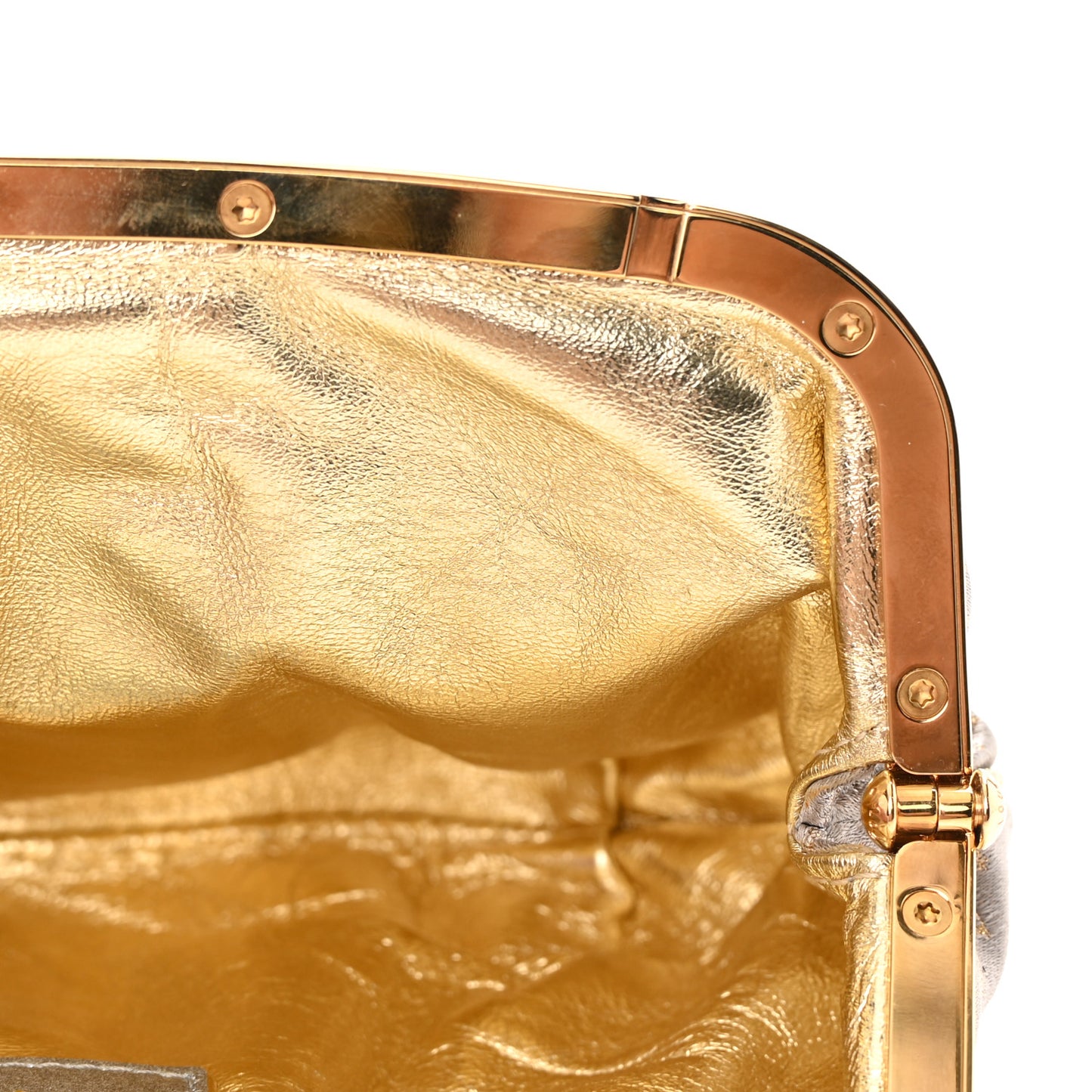 Satin Monogram Aumoniere Clutch Silver