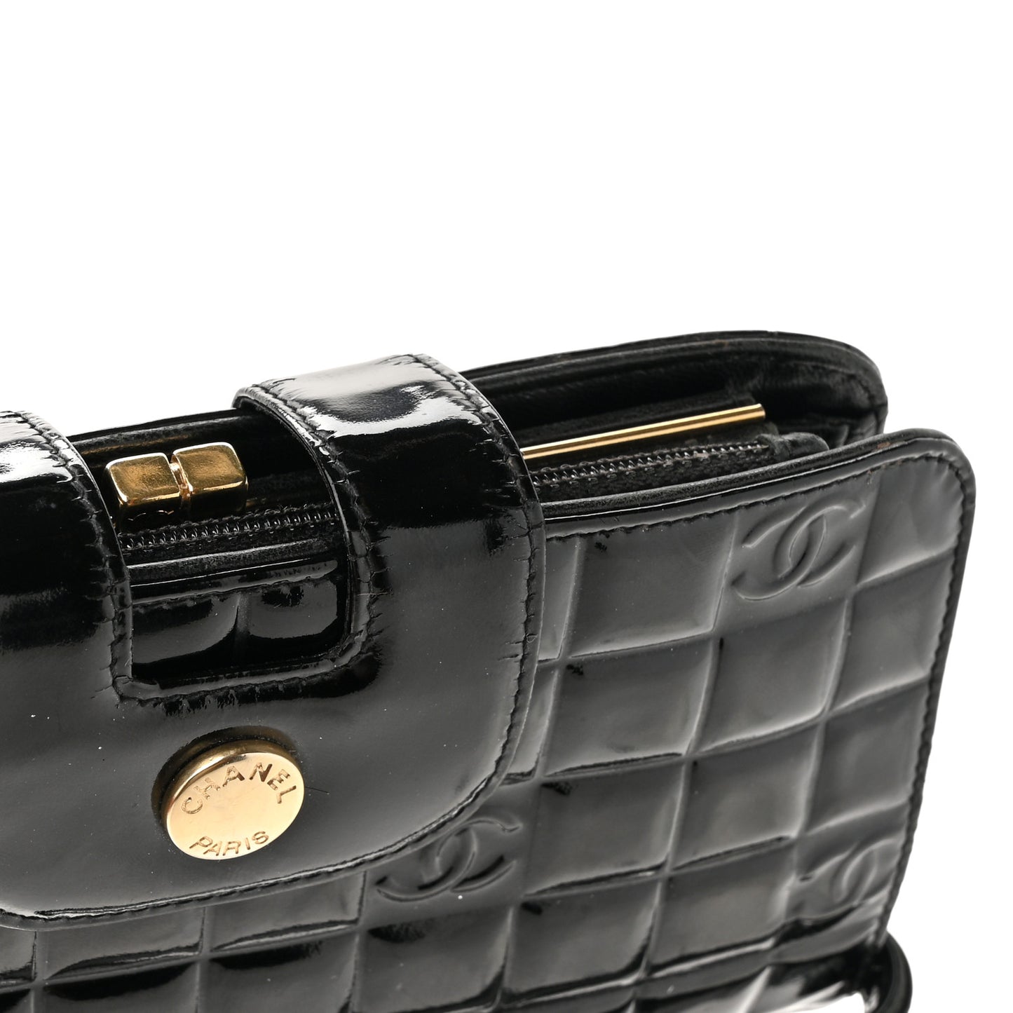 Patent Chocolate Bar Wristlet Wallet Black