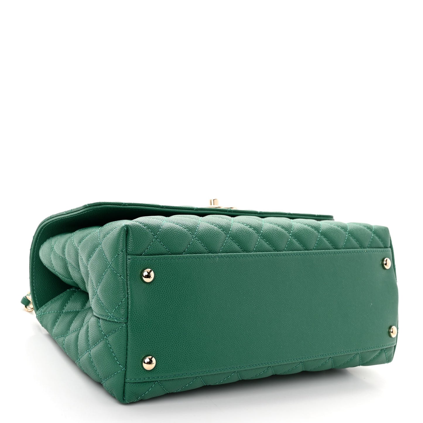 Caviar Quilted Small Coco Handle Flap Green