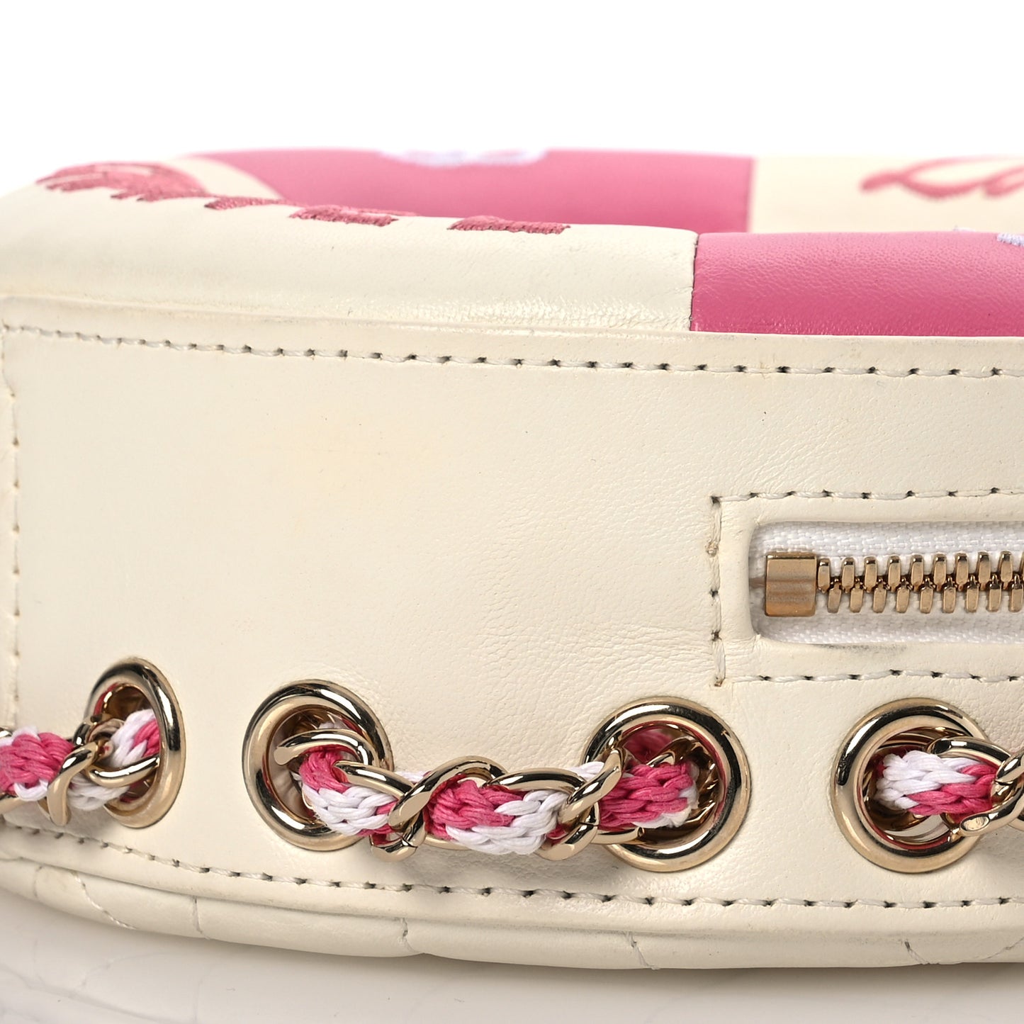 Lambskin Coco Lifesaver Round Bag Pink White
