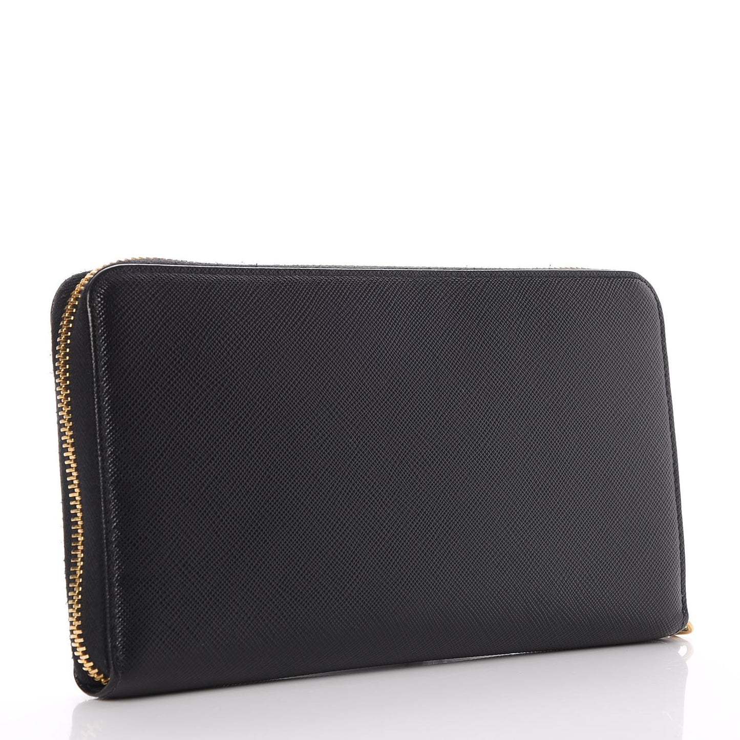 Saffiano Metal Large Zip Around Travel Wallet Nero Black