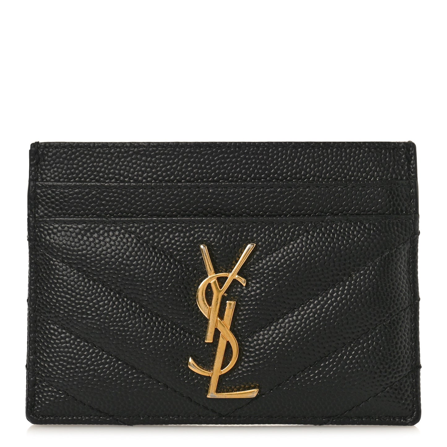 Grain De Poudre Matelasse Chevron Monogram Credit Card Case Black