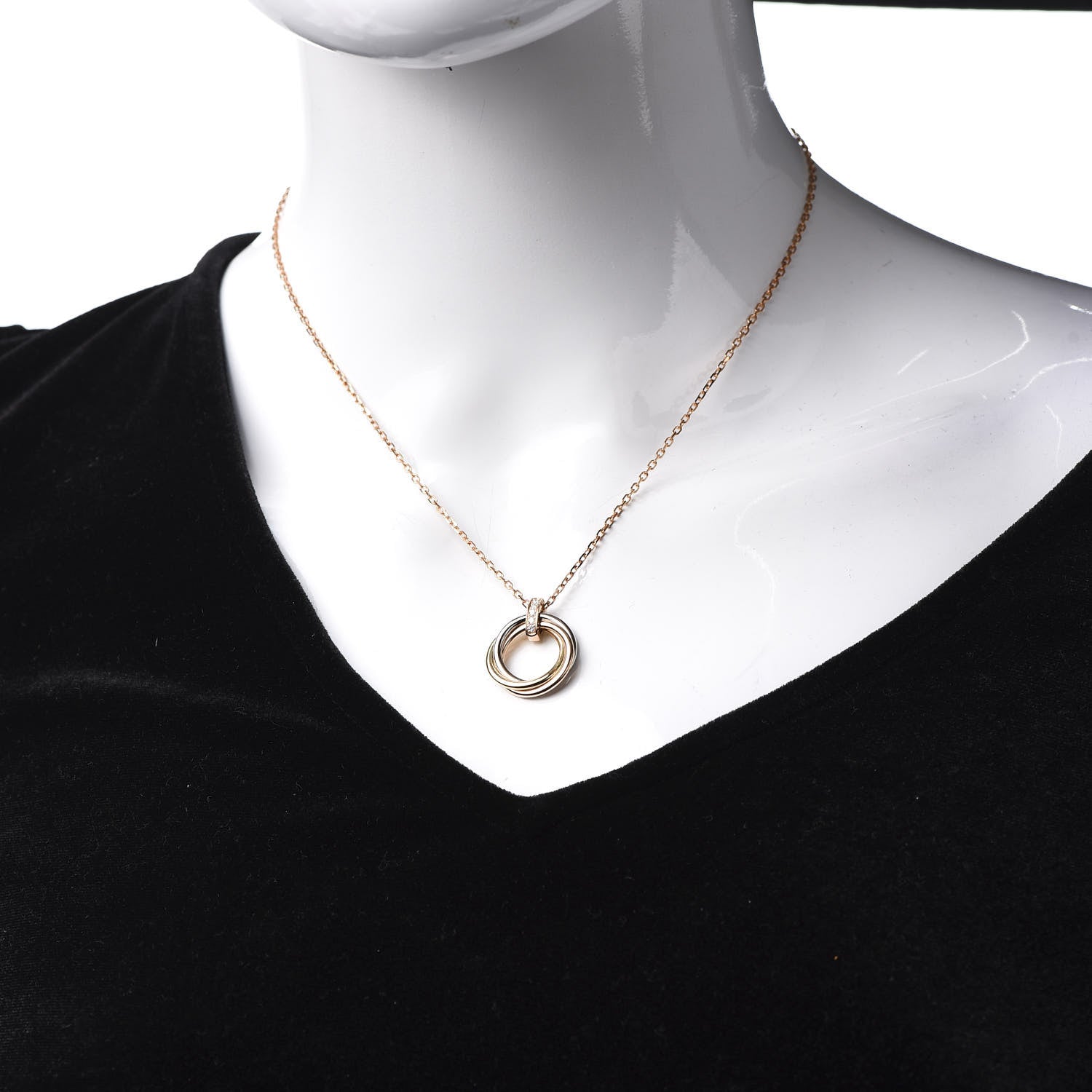 Cartier 18K Pink White Yellow Gold Diamond Trinity Pendant Necklace 2 of 6
