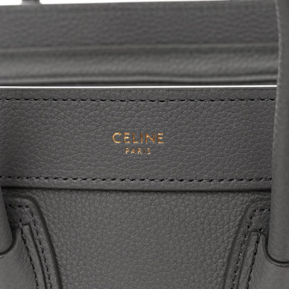 Celine Drummed Calfskin Nano Luggage Kohl 6 of 11