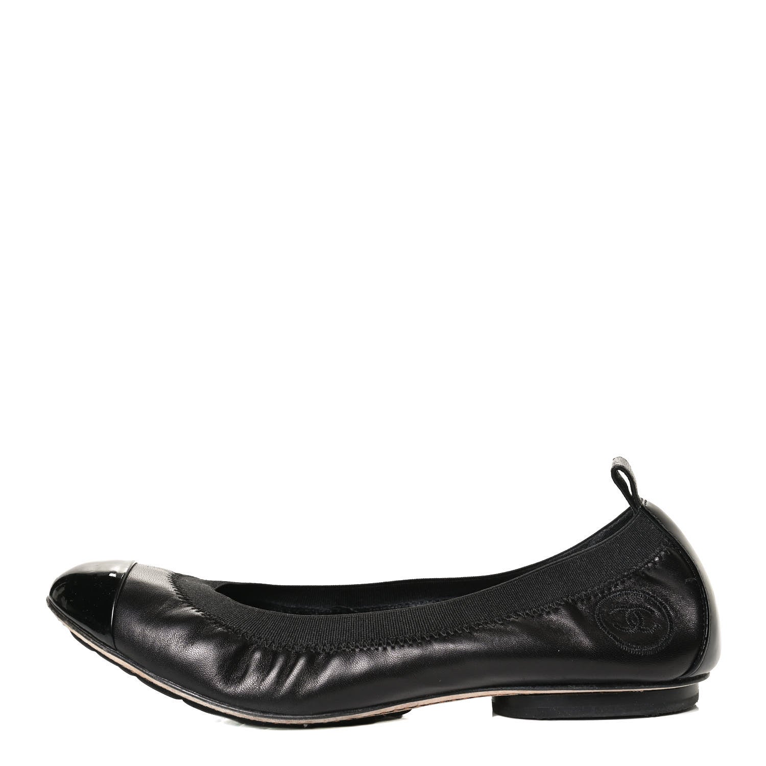 Chanel Lambskin Patent CC Elastic Cap Toe Ballerina Flats 35.5 Black 1 of 11