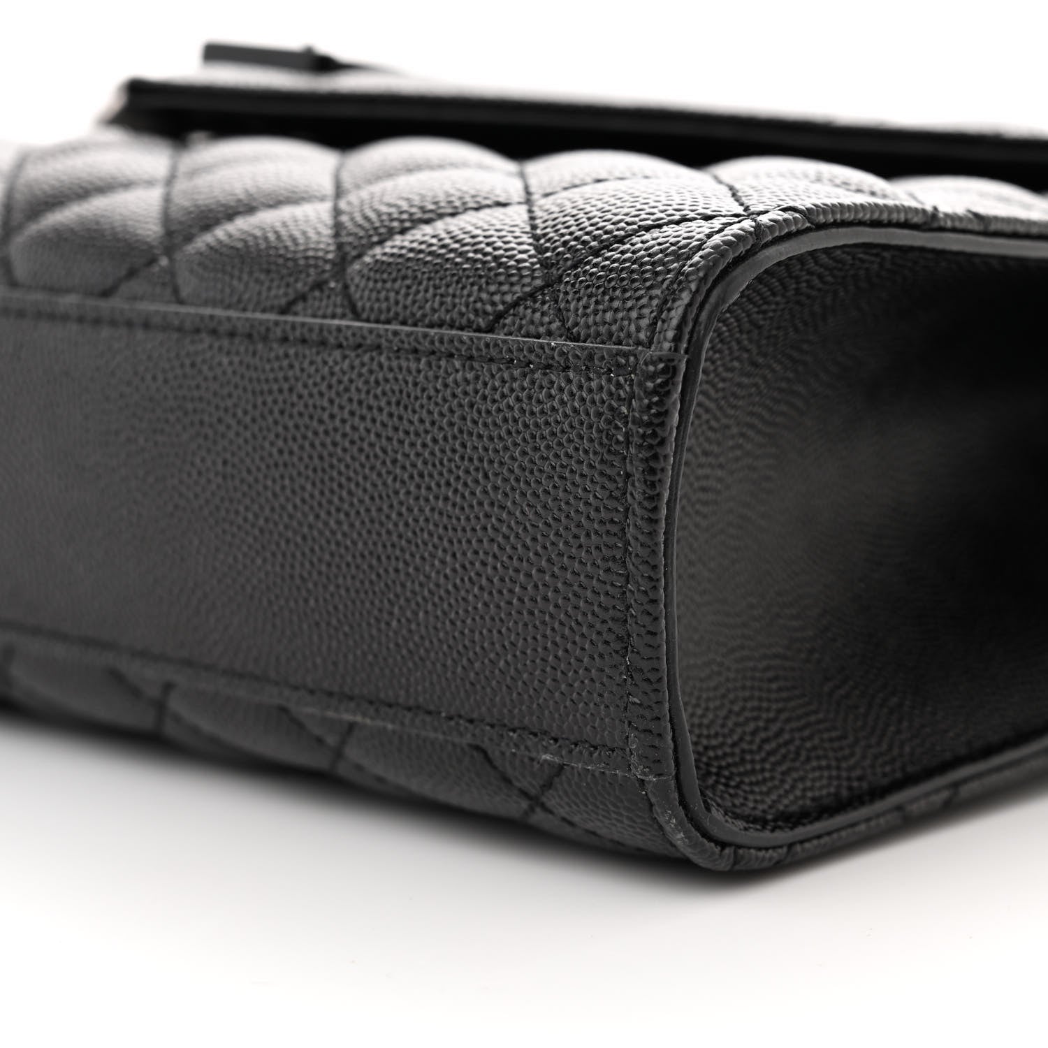 Saint Laurent Grain De Poudre Textured Mixed Matelasse Triquilt Medium Monogram Monochrome Satchel Black 9 of 9