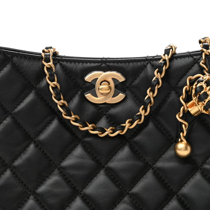 Chanel Lambskin Quilted Small Pearl Crush Hobo Black 8 of 11